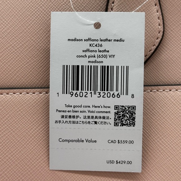 Kate Spade Madison Printed Medium Satchel Bag Conch Pink - Picture 13 of 13